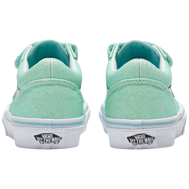 Vans Girls Kids Old Skool V Pastel Blue Glitter Strap Shoes