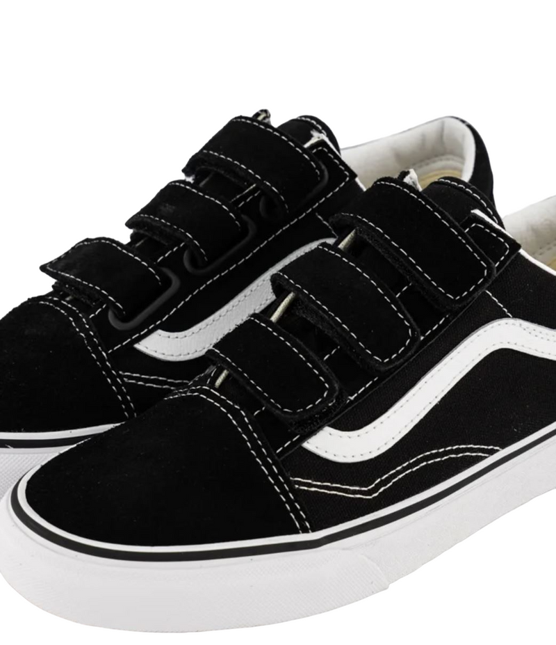 Unisex Vans Old Skool V Black/White Velcro Shoes