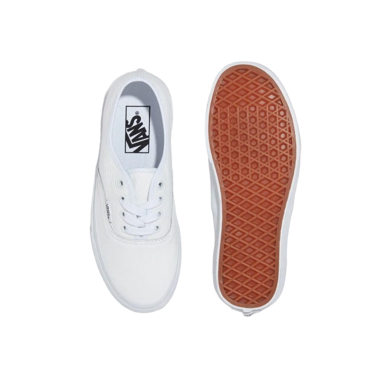 Unisex Vans Authentic Premium Leather True White Lace Up Shoes