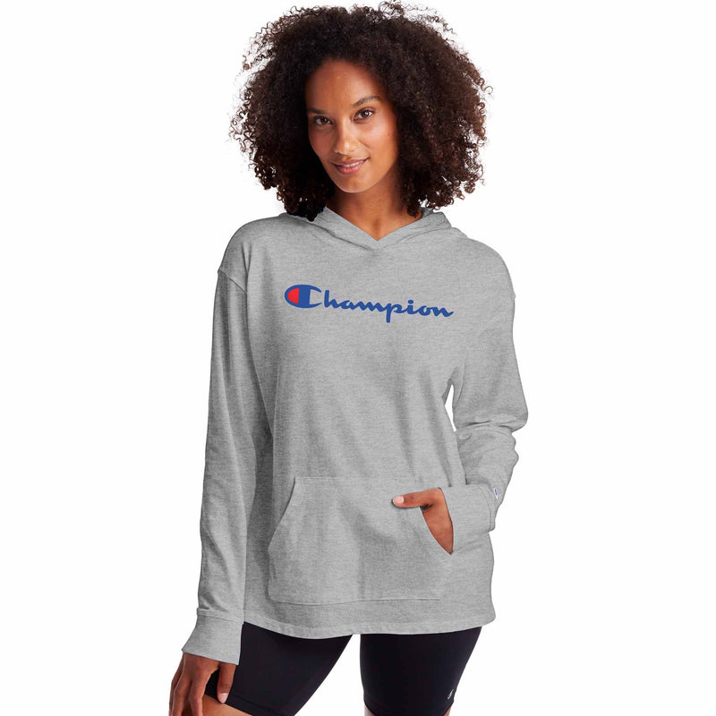 Womens Champion Oxford Gray Hoodie Everyday Cotton Jumper