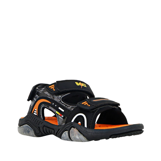 Kids Boys Lightning Bolt Lawson Sandals Black/ Orange