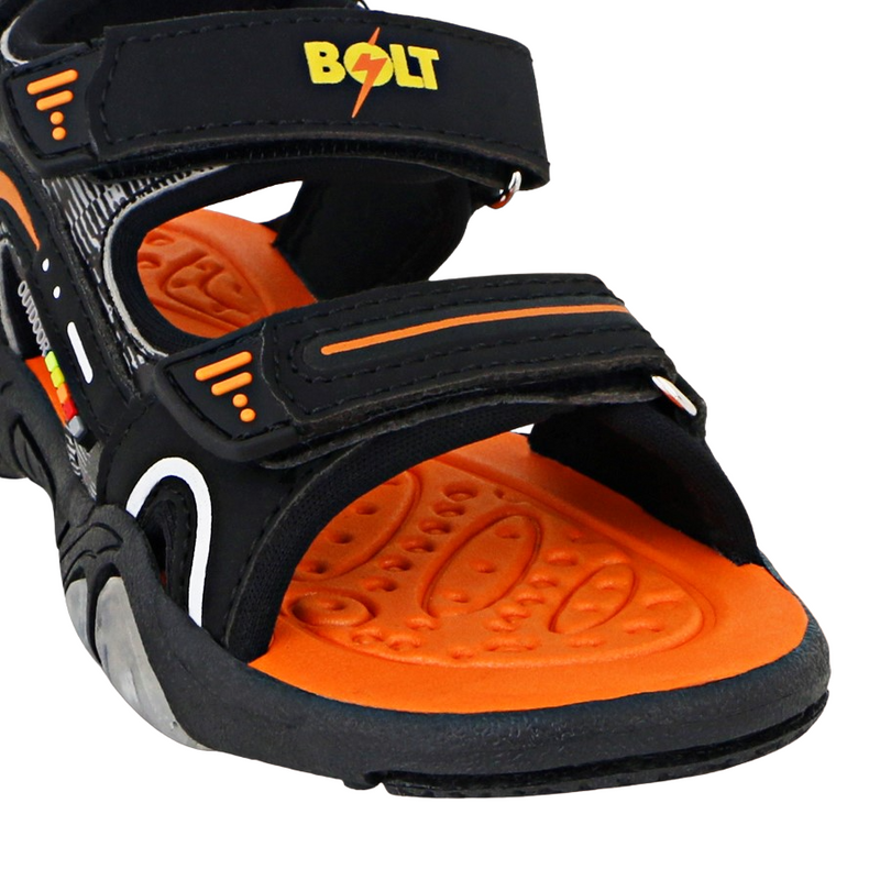 Kids Lightning Bolt Boys Lawson Black/ Orange Strap Sandals