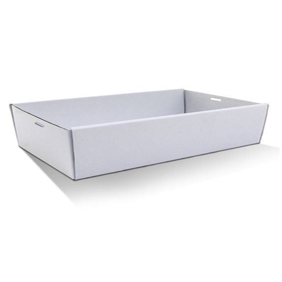 20 X White Disposable Catering Grazing Boxes Trays Clear Frame Lids - Large