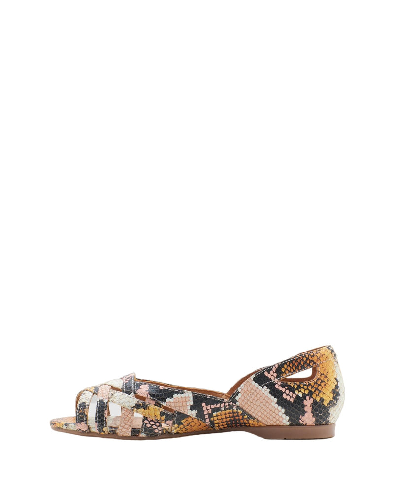 Womens Hush Puppies Wim Tuscan Multi Snake Flats Leather Slip-On Shoes