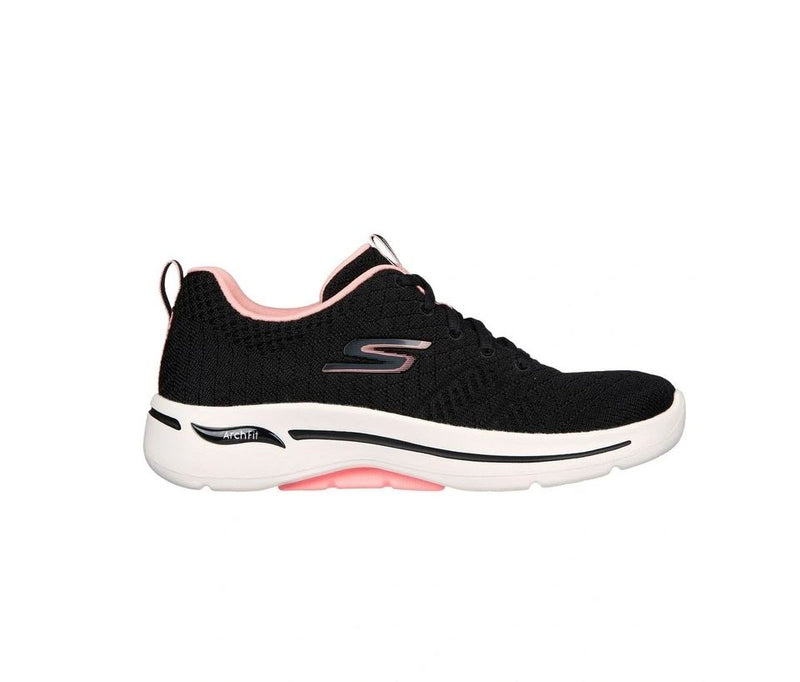 Womens Skechers Go Walk Arch Fit Unify Black/Pink Athletic Shoes