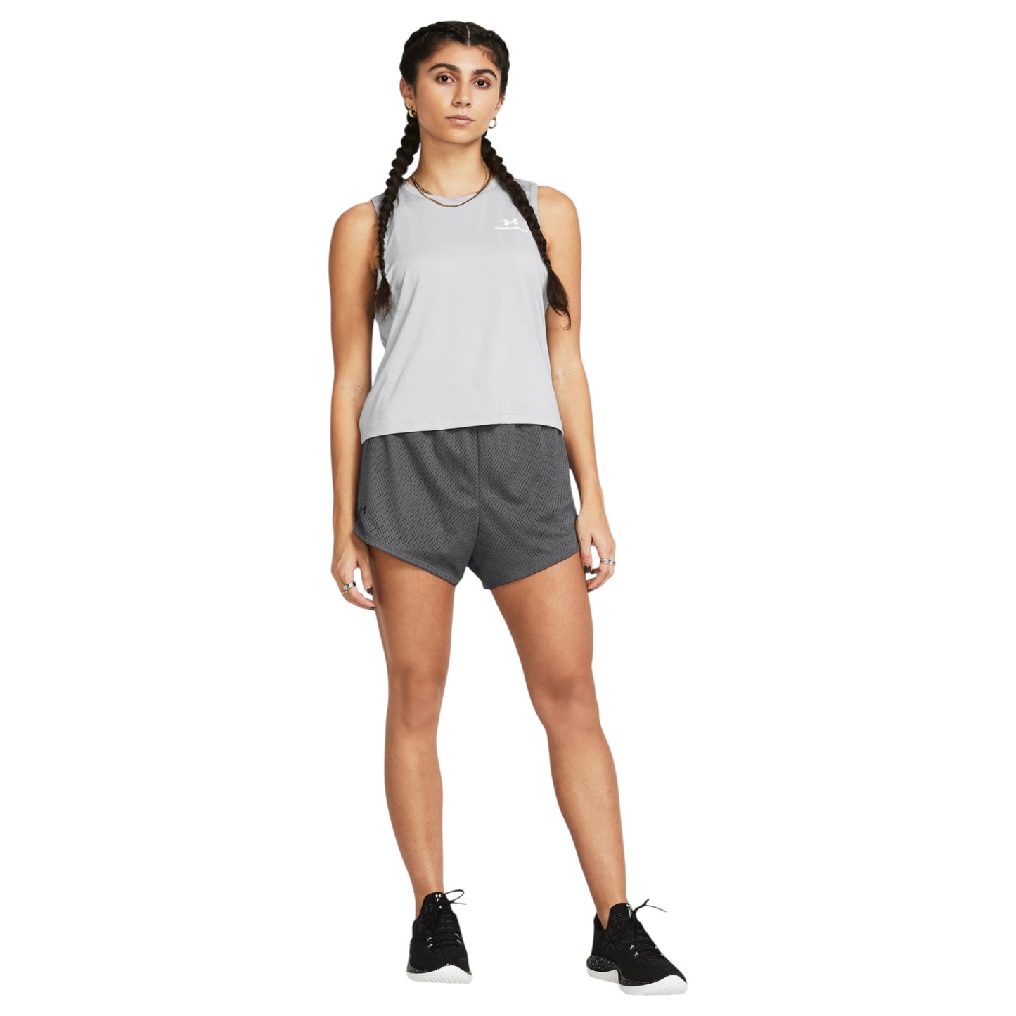 Womens Under Armour Tech Mesh 3 Inch Shorts Charcoal