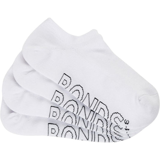 4 Pack Womens Bonds Logo Lightweight No Show Socks White
