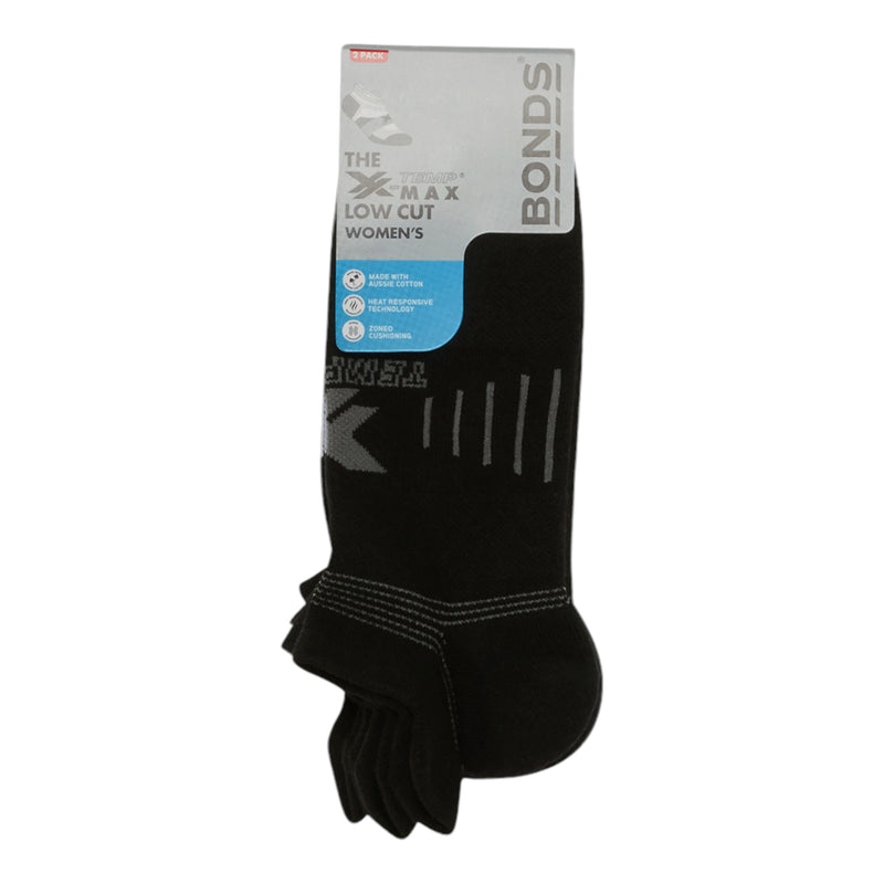 4 x Womens Bonds X-Temp Black Sport Low Cut Socks