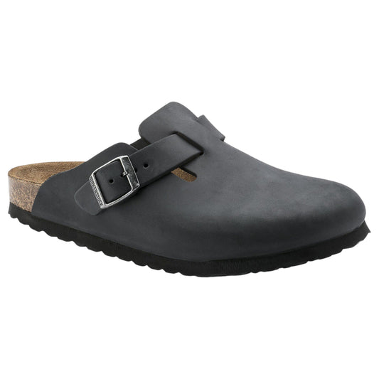 Mens Birkenstock Boston Oiled Leather Regular Sandals Black