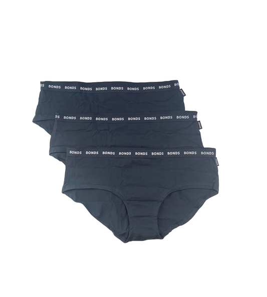 3 Pack Womens Bonds Everyday Boyleg Briefs Underwear Black