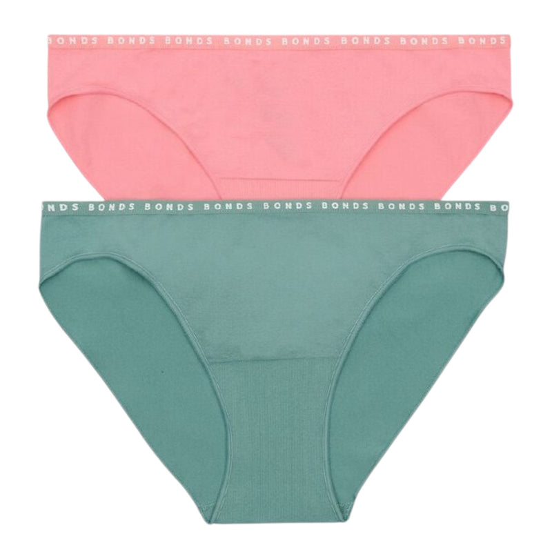 2 x Bonds Womens Seamless Hipster Bikini Underwear Pink/ Teal Briefs