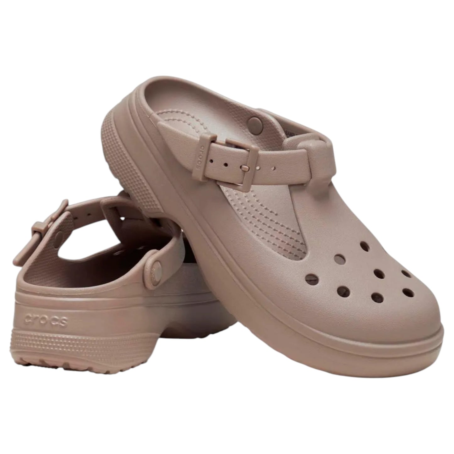 Unisex Adults Crocs Classic Mary Jane Clog Sandals Taupe