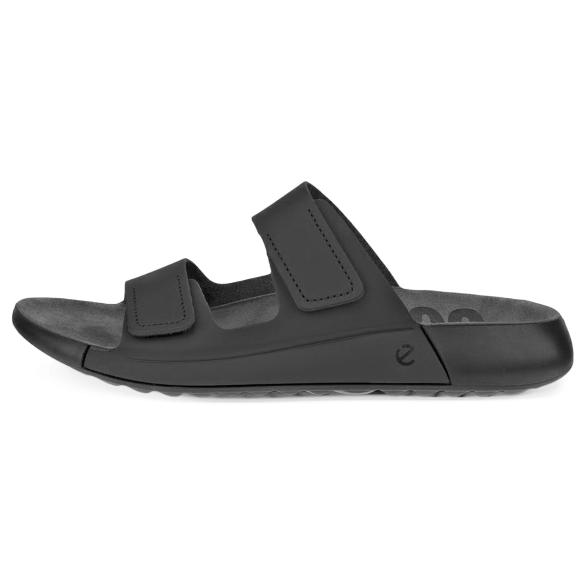 Womens Ecco Cozmo Leather Shoes Black Two Strap Sandal