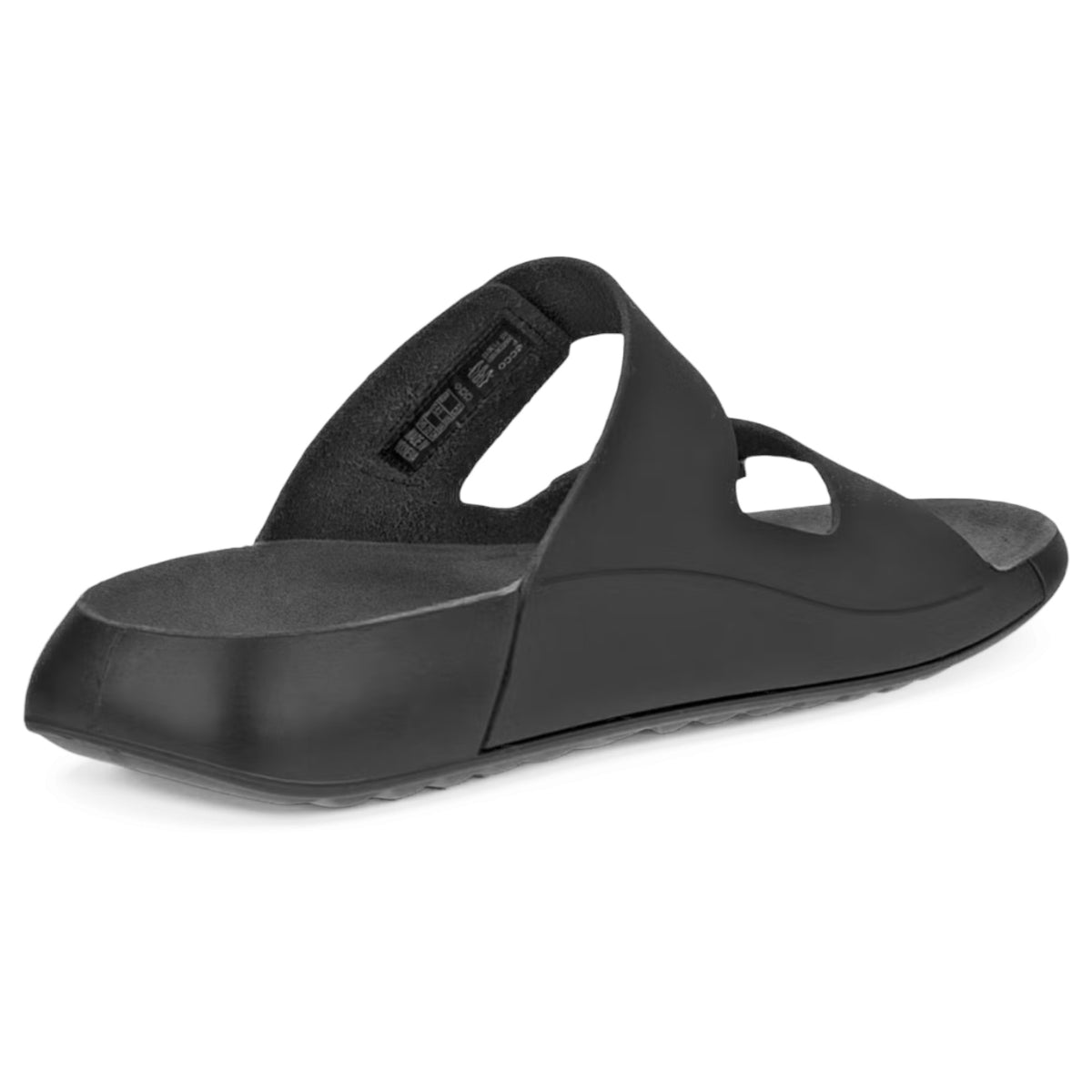 Womens Ecco Cozmo Leather Shoes Black Two Strap Sandal