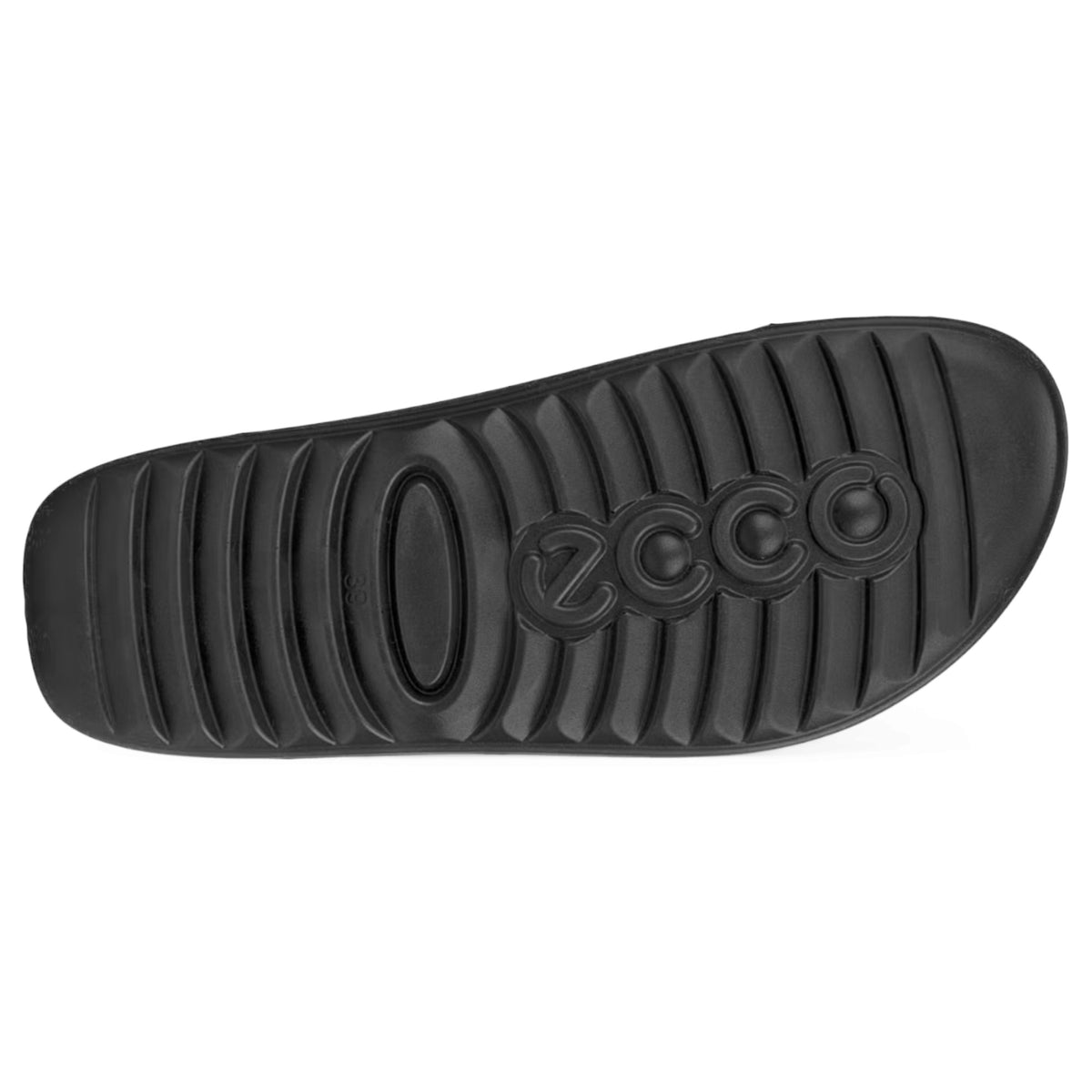 Womens Ecco Cozmo Leather Shoes Black Two Strap Sandal