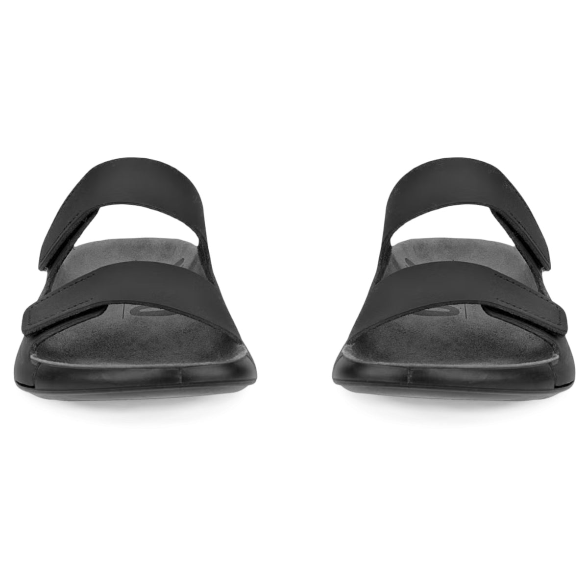 Womens Ecco Cozmo Leather Shoes Black Two Strap Sandal