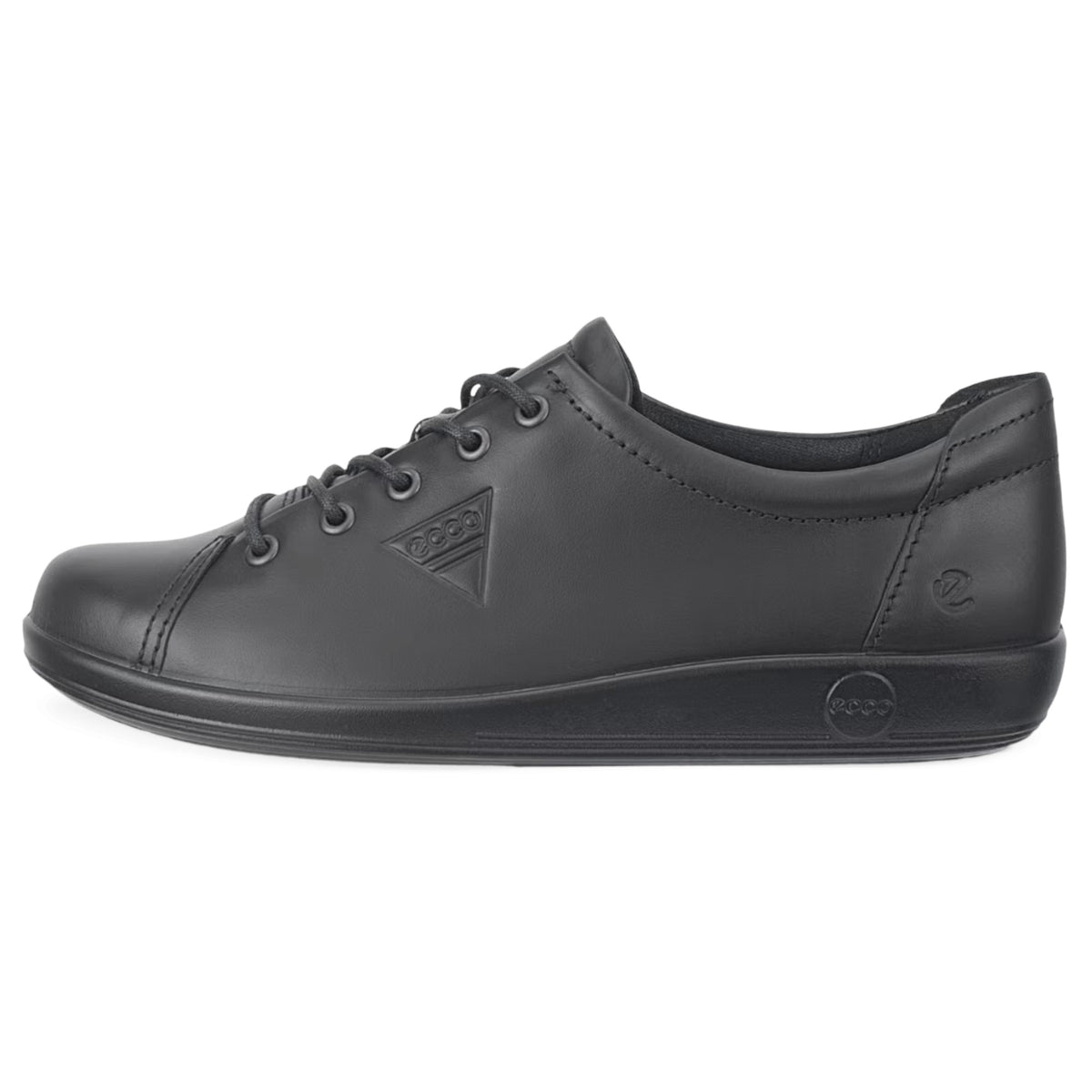 Womens Ecco Soft 2.0 Leather Black Walking Shoes