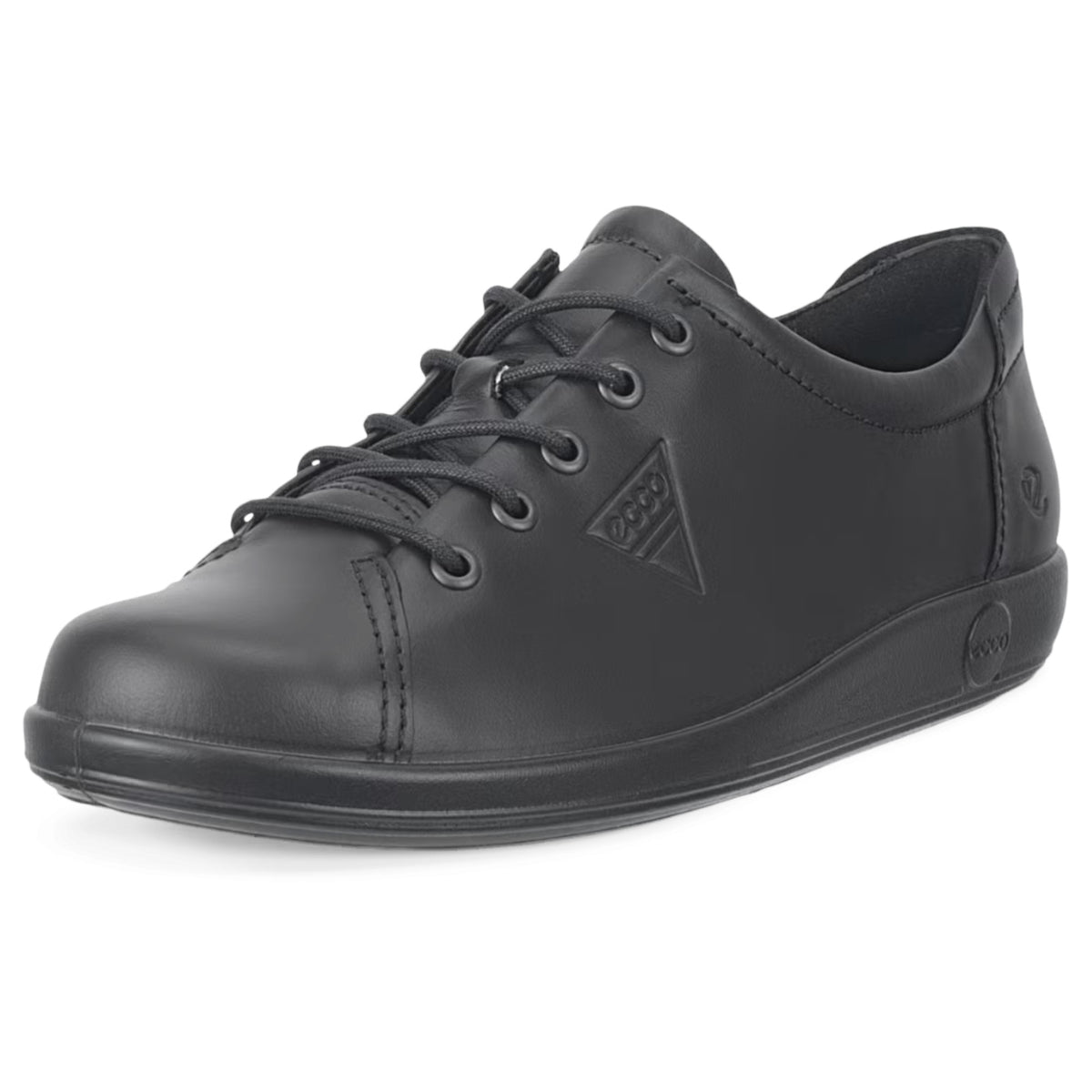 Womens Ecco Soft 2.0 Leather Black Walking Shoes