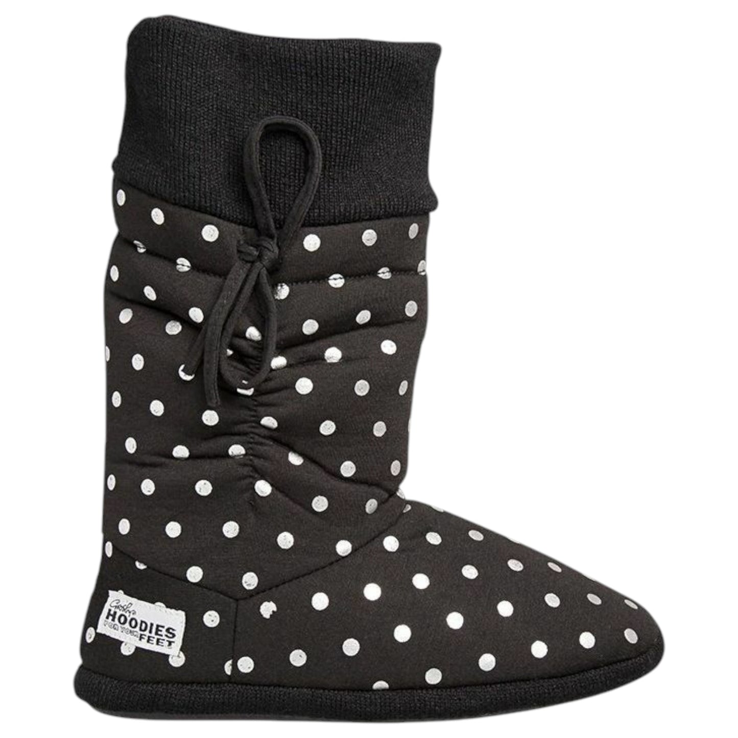 Womens Grosby Black/Silver Spots Boot Slippers Black/Silver Spots