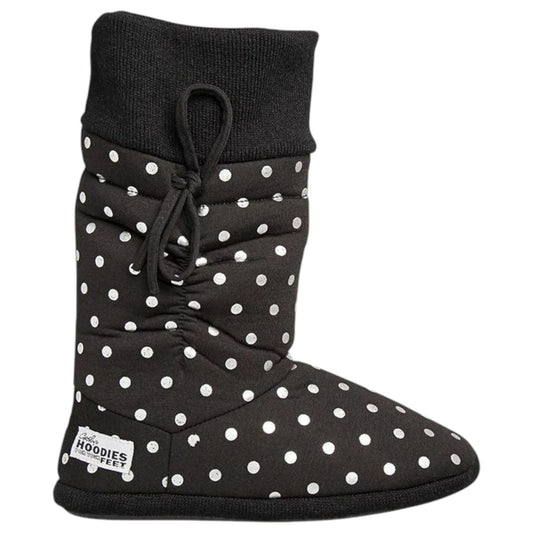 Womens Grosby Black/Silver Spots Boot Slippers Black/Silver Spots