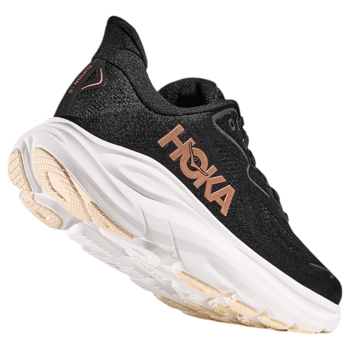 Womens Hoka Clifton 10 Shoes Black/Rose Gold
