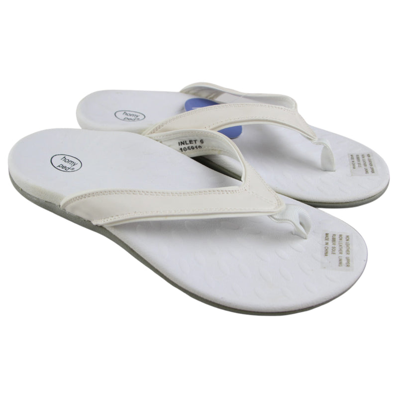 Womens HomyPed Inlet Thongs White