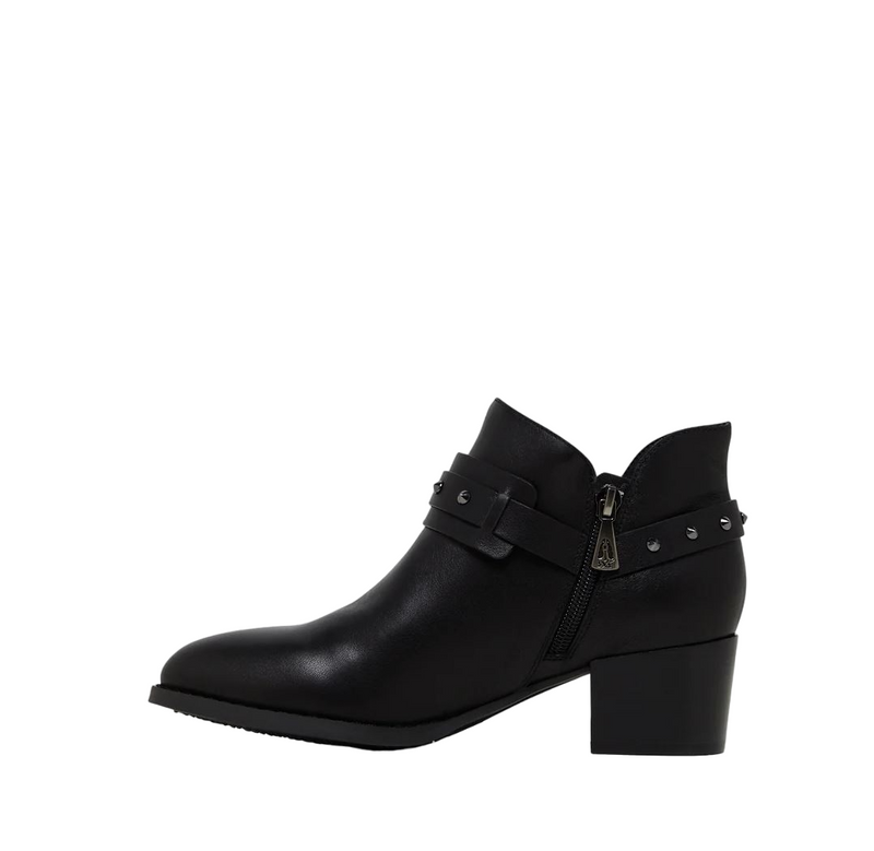 Womens Hush Puppies Chiara Black Leather Heel Boots