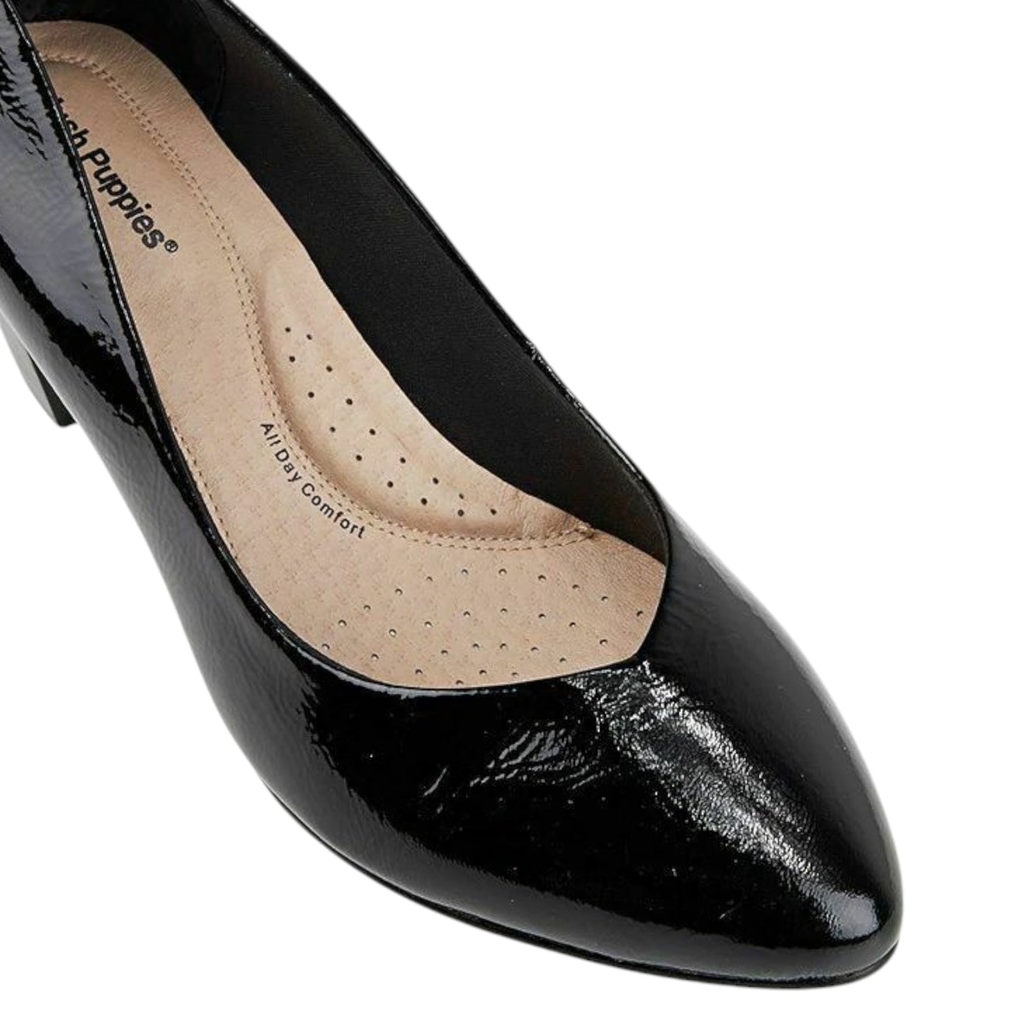 Womens Hush Puppies Ivet Heels Black Patent
