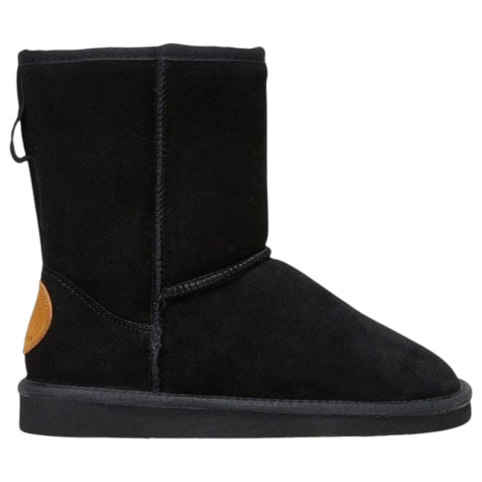Womens Hush Puppies Lunar Boot Slippers Black Suede