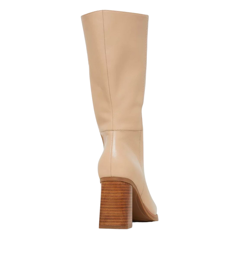 Womens Hush Puppies Patron Nude Leather Heel Long Boots