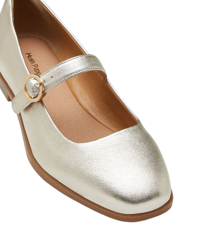 Womens Hush Puppies Mimosa Zelda Champagne Classic Flat Leather Shoes