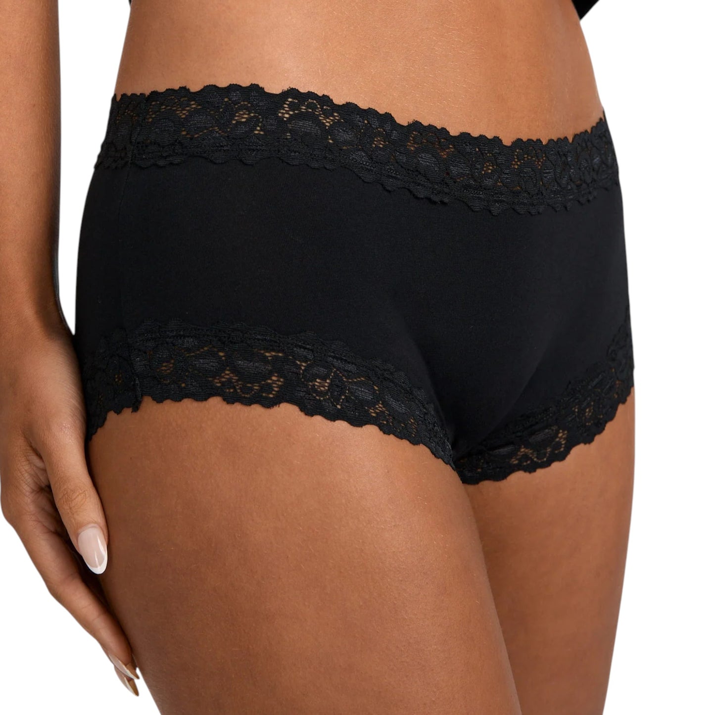 Womens Jockey Classic Parisienne Cotton Boyleg Black Underwear