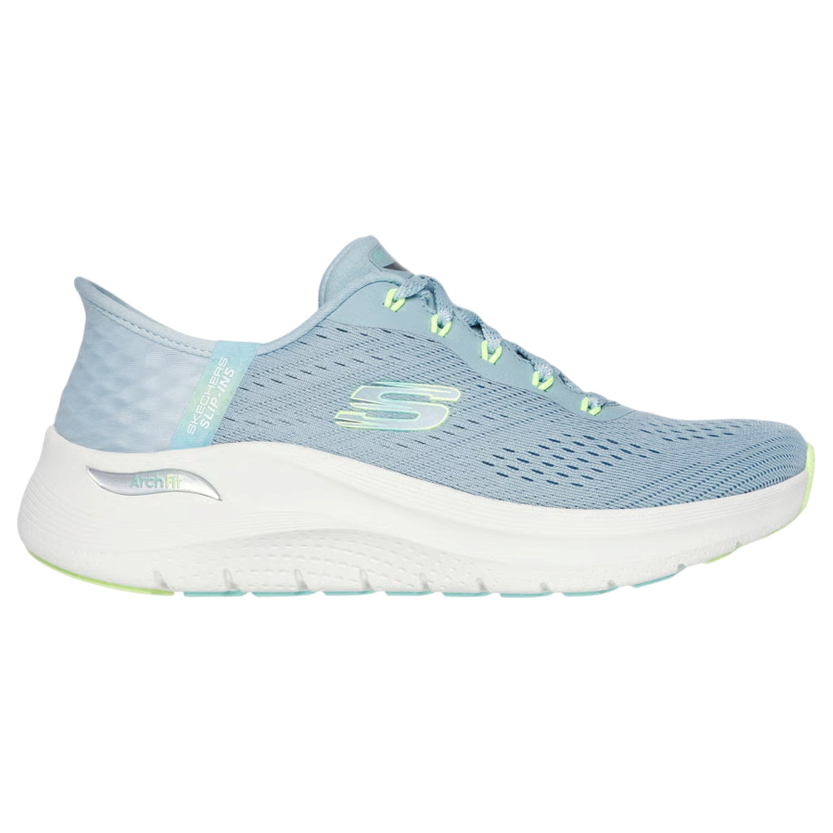 Women Skechers Arch Fit 2.0 - Easy Chic Shoes Blue/Lime