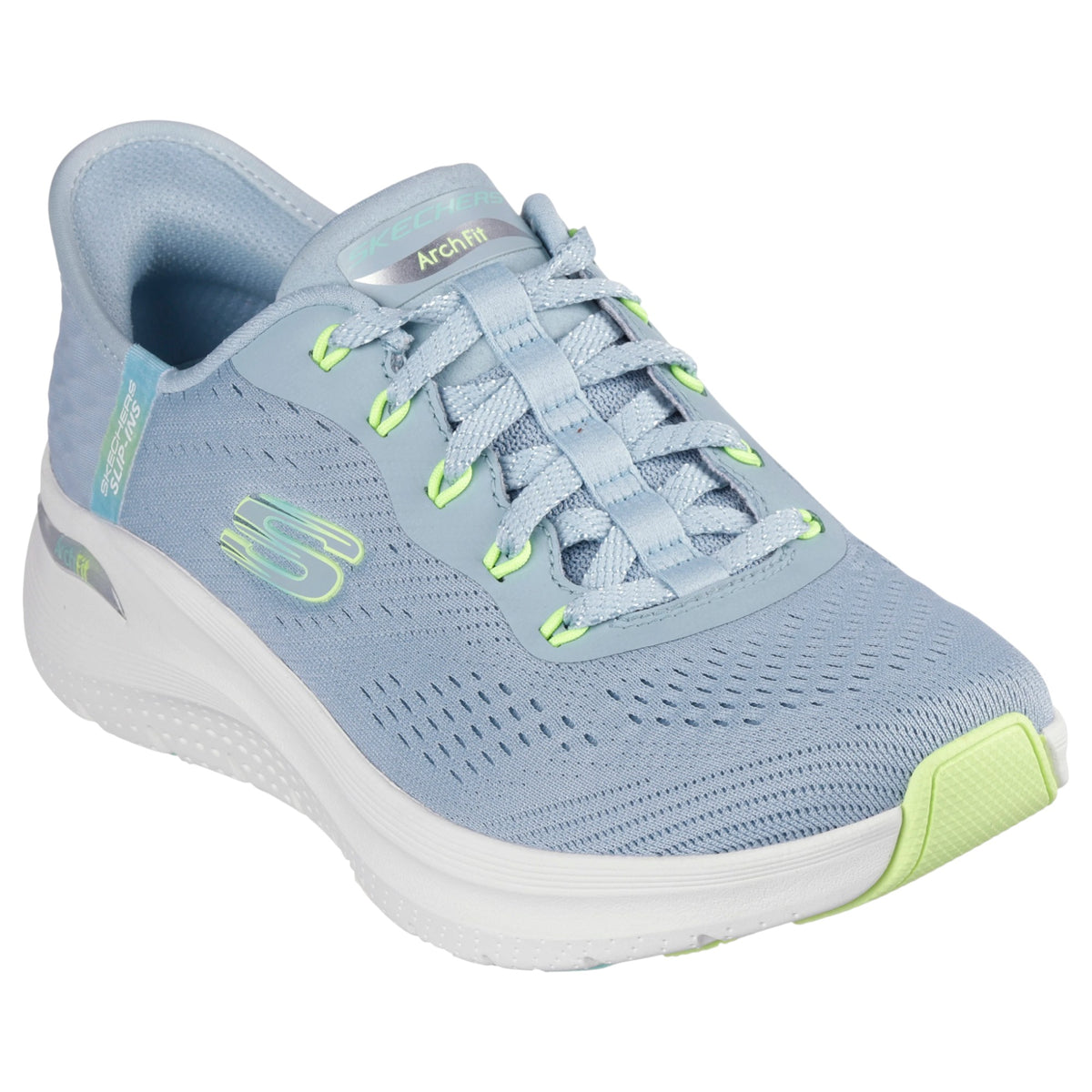 Women Skechers Arch Fit 2.0 - Easy Chic Shoes Blue/Lime