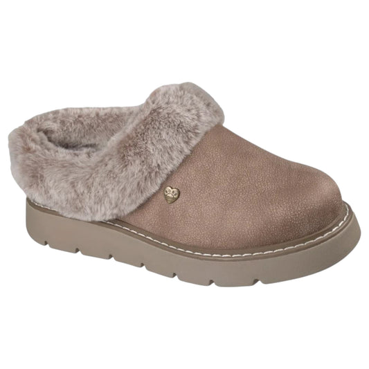 Womens Skechers BOBS Keepsakes Lite - Cozy Blend Slippers Taupe/Silver