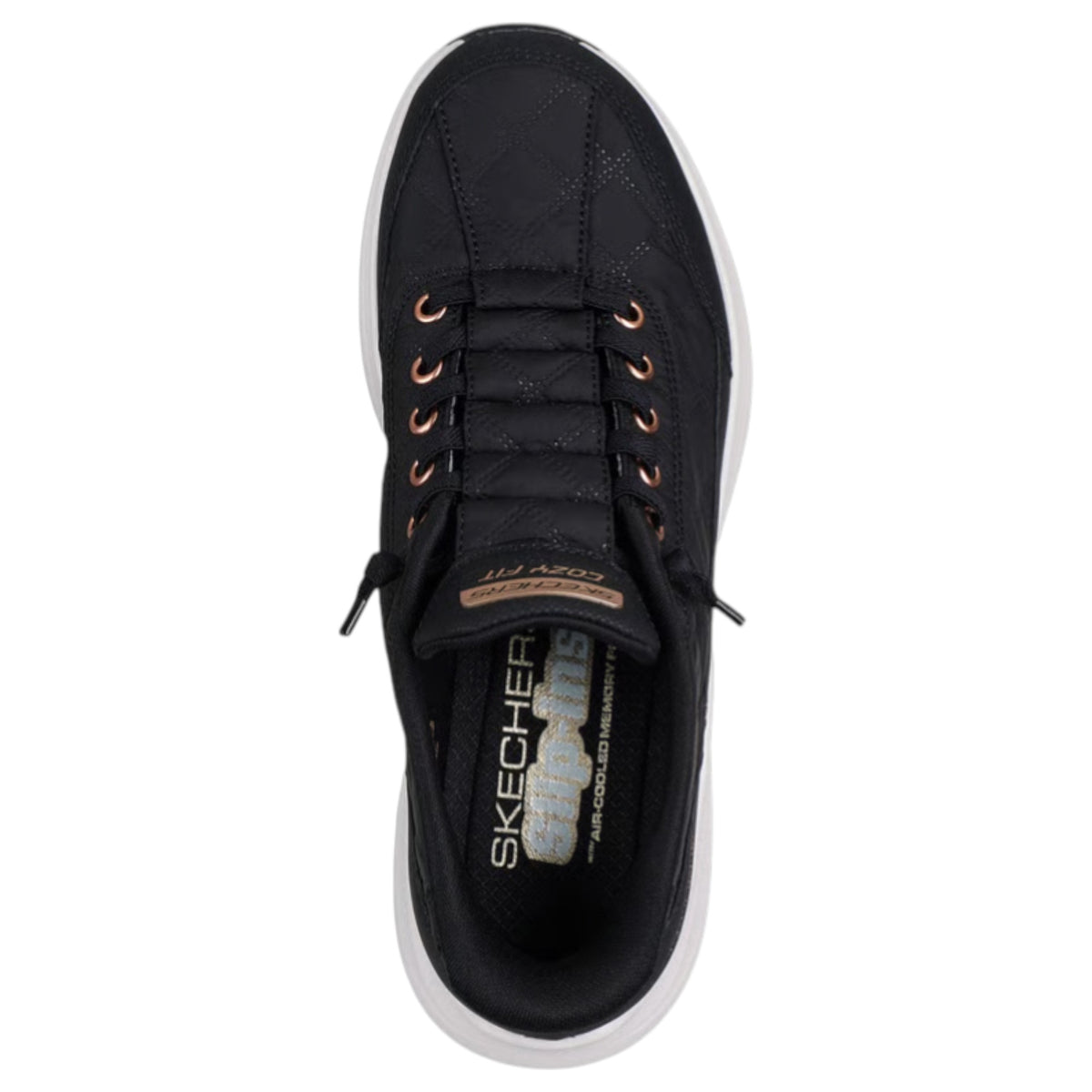 Womens Skechers Contour Foam - Cozy Fit Golden Hour Shoes Black/Rose Gold