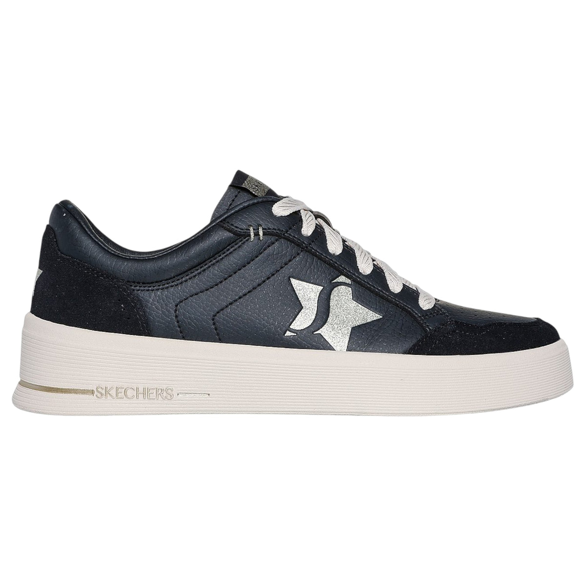 Womens Skechers Court Classics Hiland - Illuminated Neutrals Shoes Black