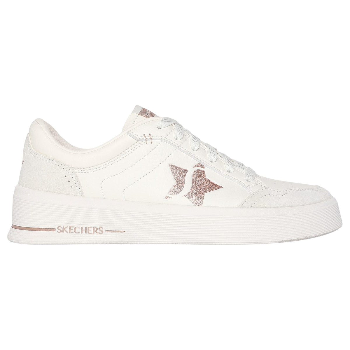 Womens Skechers Court Classics Hiland - Illuminated Neutrals Shoes Off White
