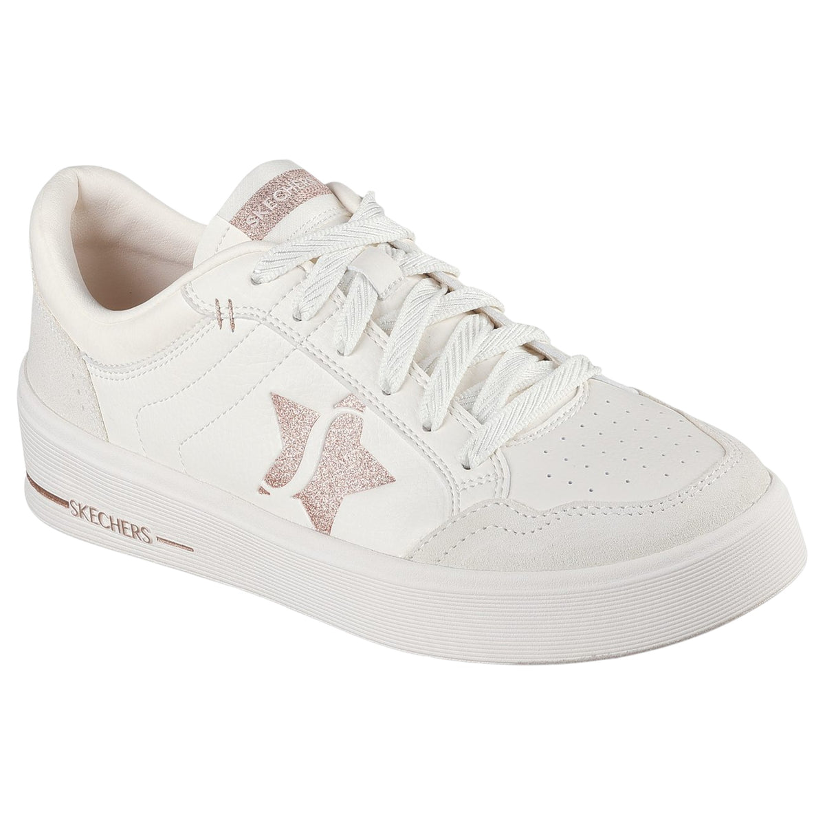 Womens Skechers Court Classics Hiland - Illuminated Neutrals Shoes Off White