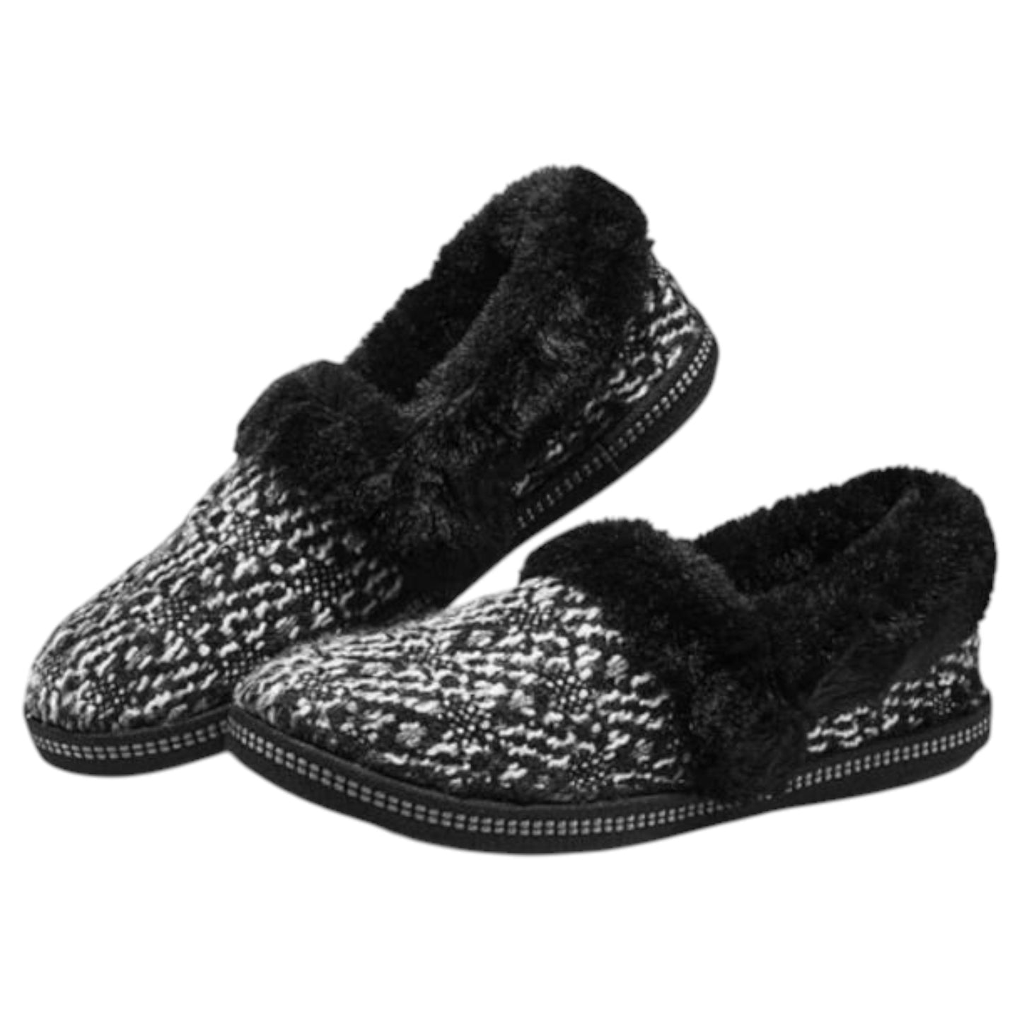 Womens Skechers Cozy Campfire Slippers Black/Silver