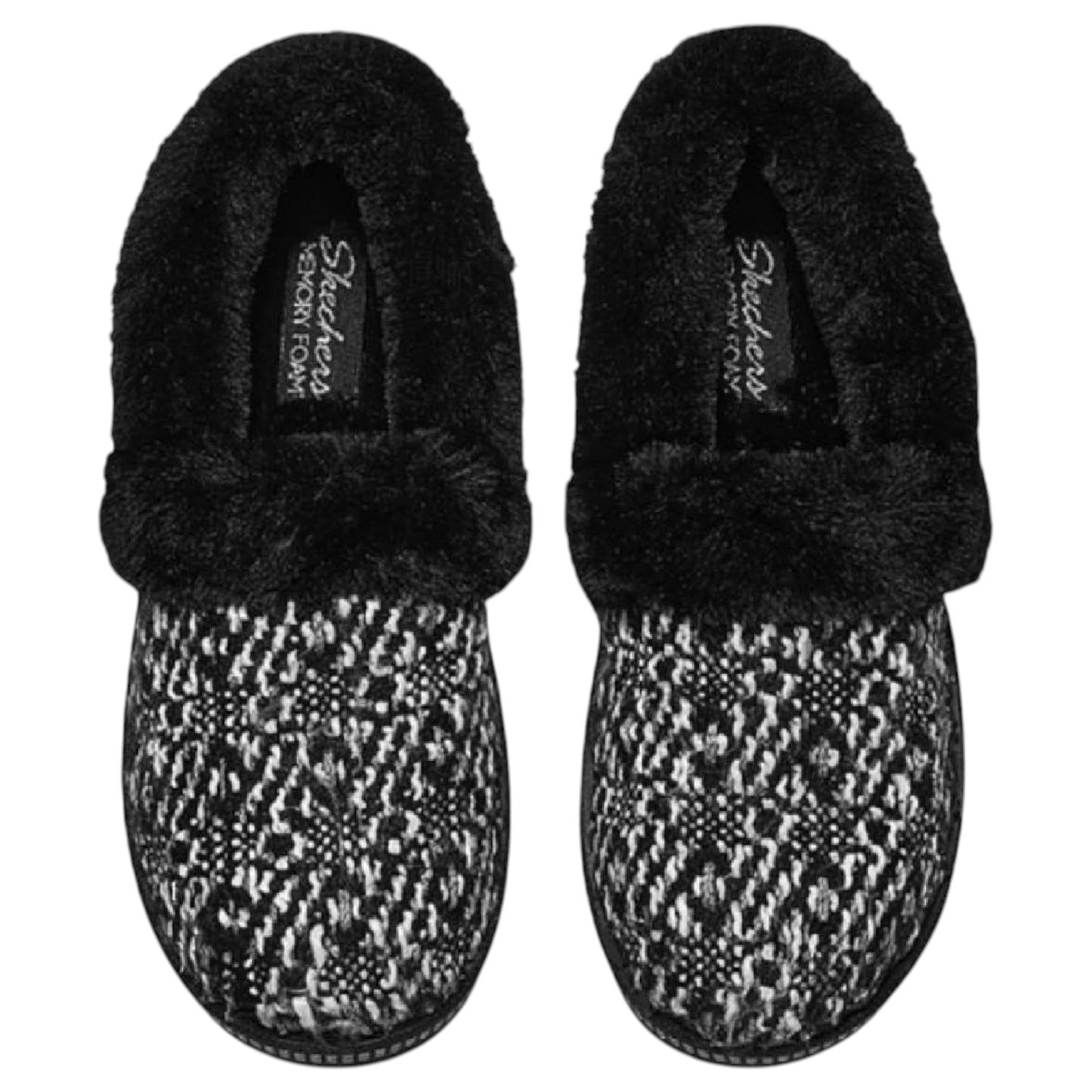 Womens Skechers Cozy Campfire Slippers Black/Silver