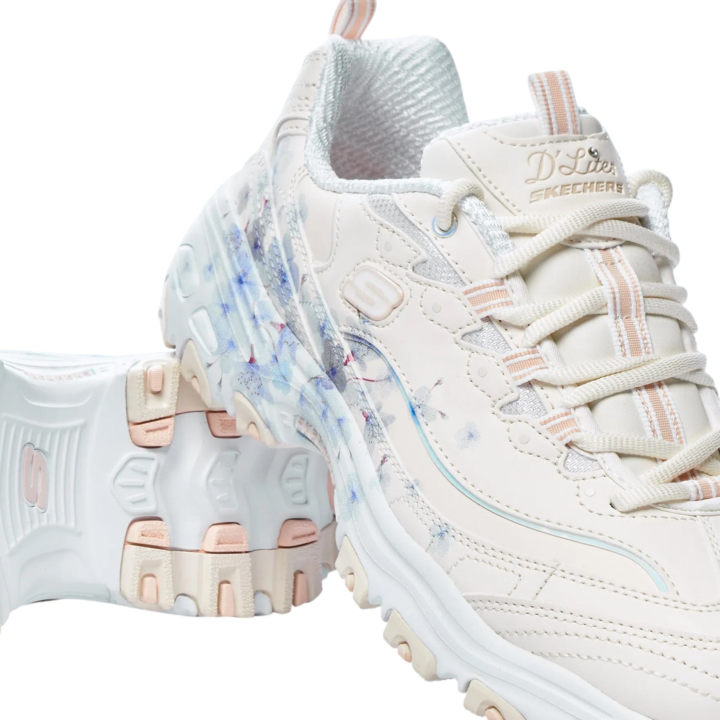 Womens Skechers D'Lites - Super Bloom Athletic Shoes Natural/Light Blue