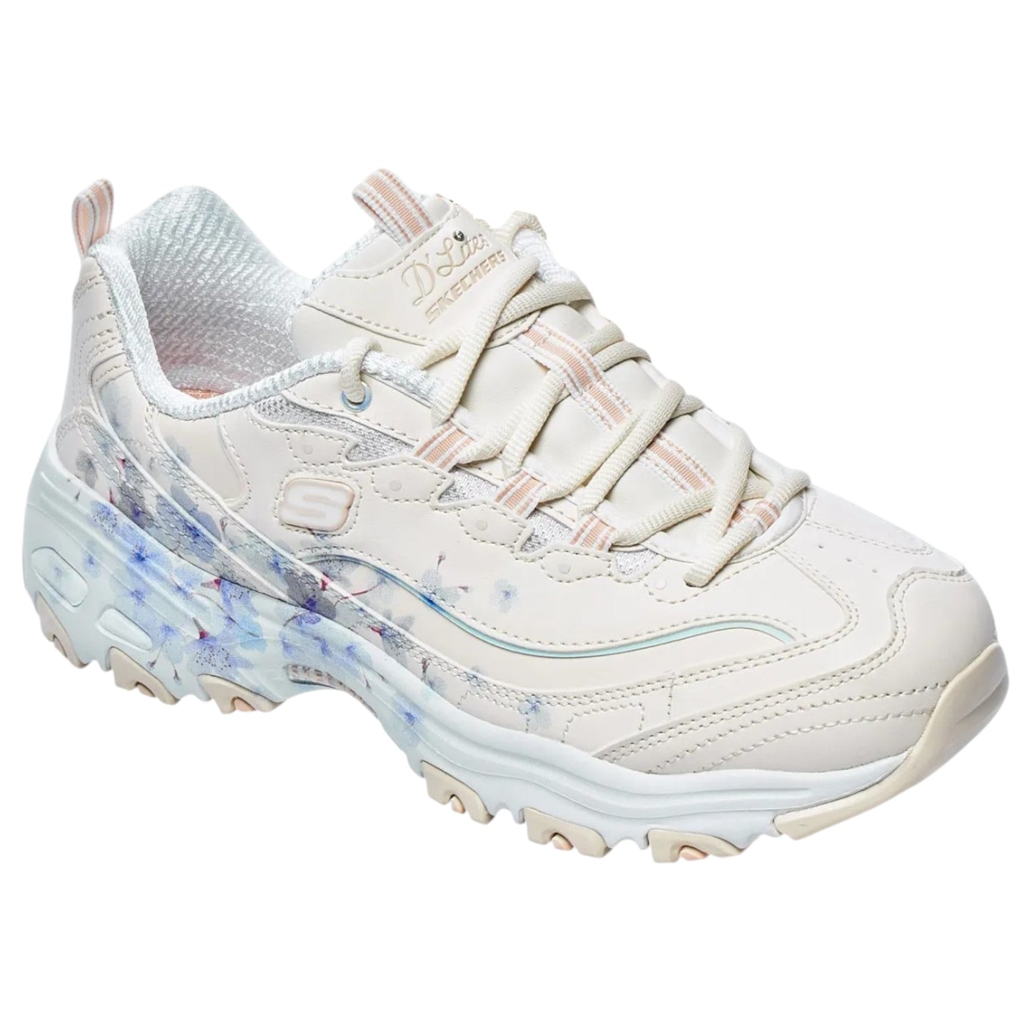 Womens Skechers D'Lites - Super Bloom Athletic Shoes Natural/Light Blue