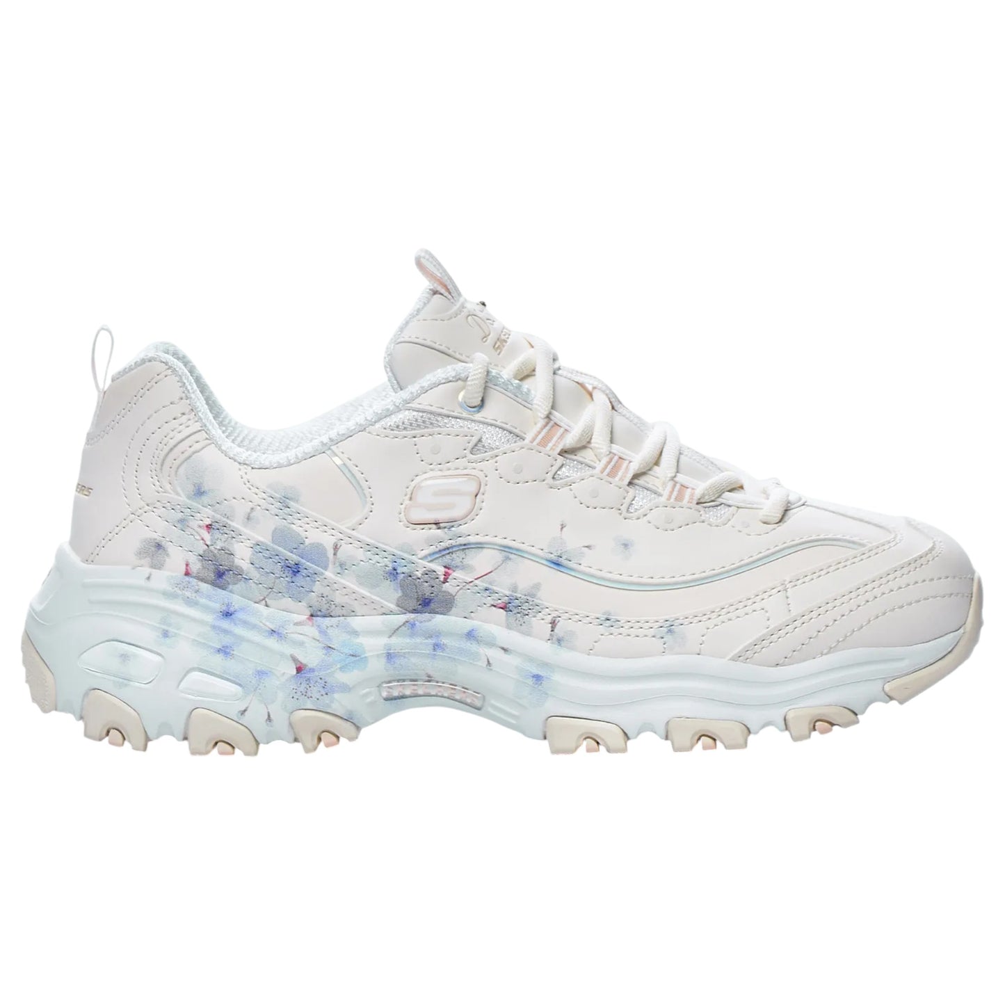 Womens Skechers D'Lites - Super Bloom Athletic Shoes Natural/Light Blue