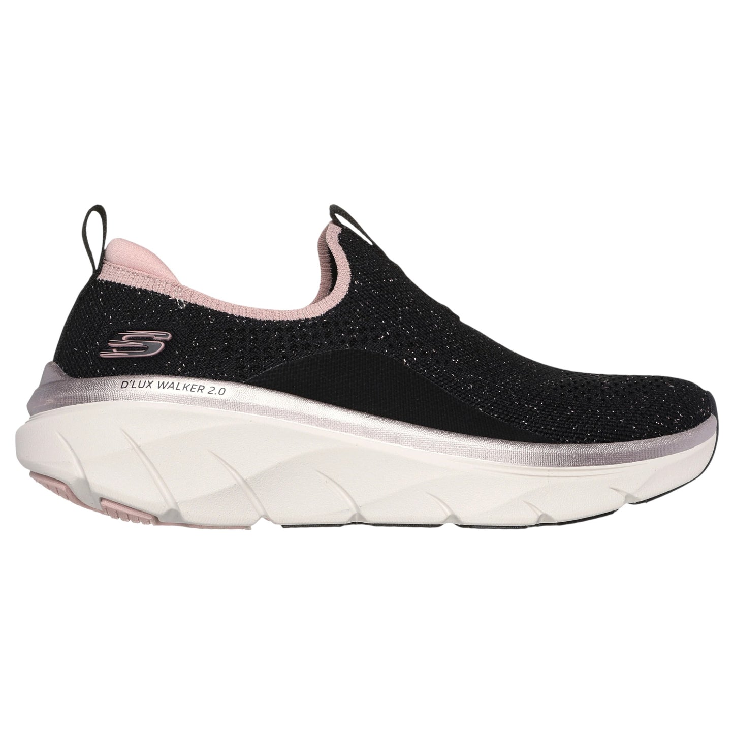 Womens Skechers D'Lux Walker 2.0 - Sparkle Forever Athletic Shoes Black/Rose Gold