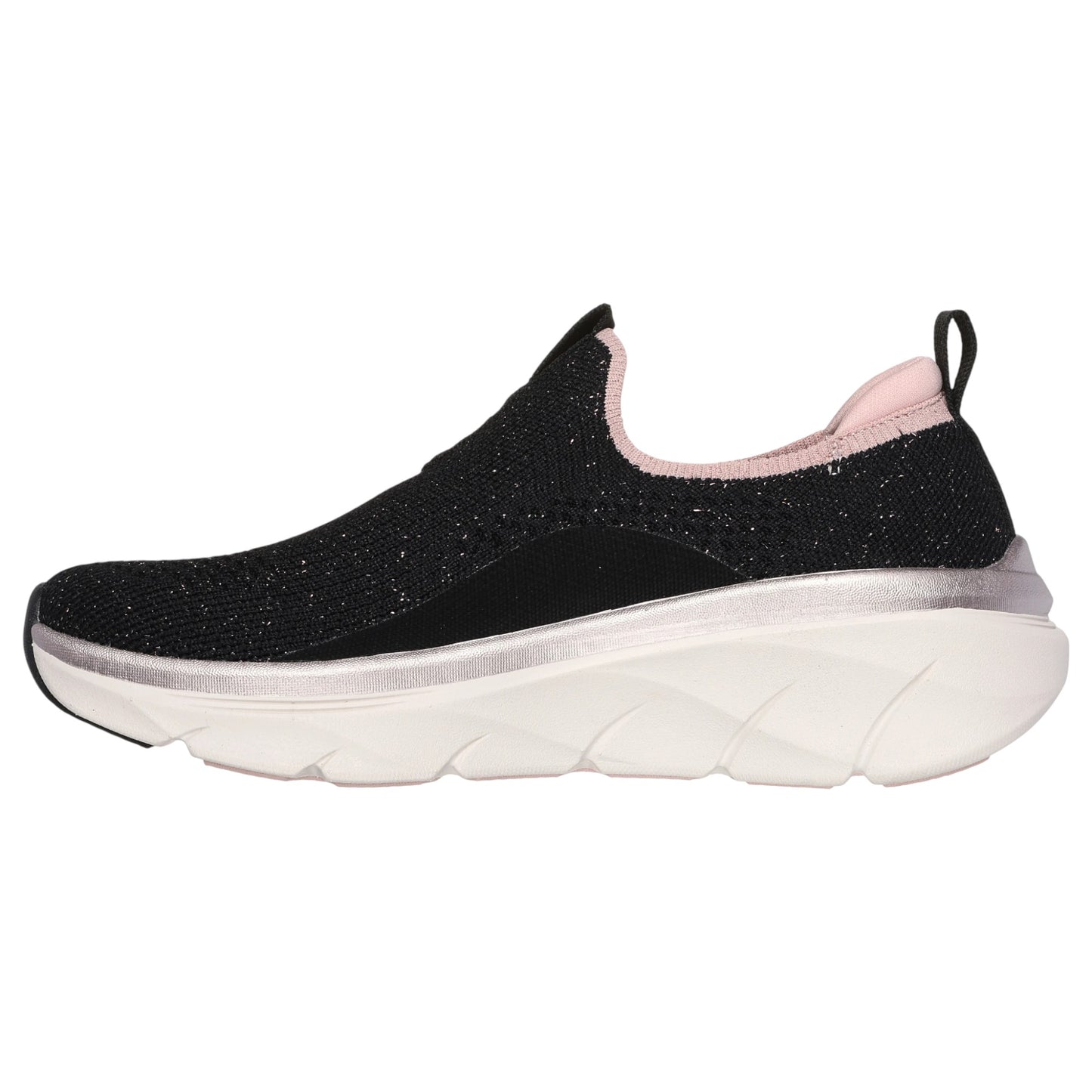 Womens Skechers D'Lux Walker 2.0 - Sparkle Forever Athletic Shoes Black/Rose Gold
