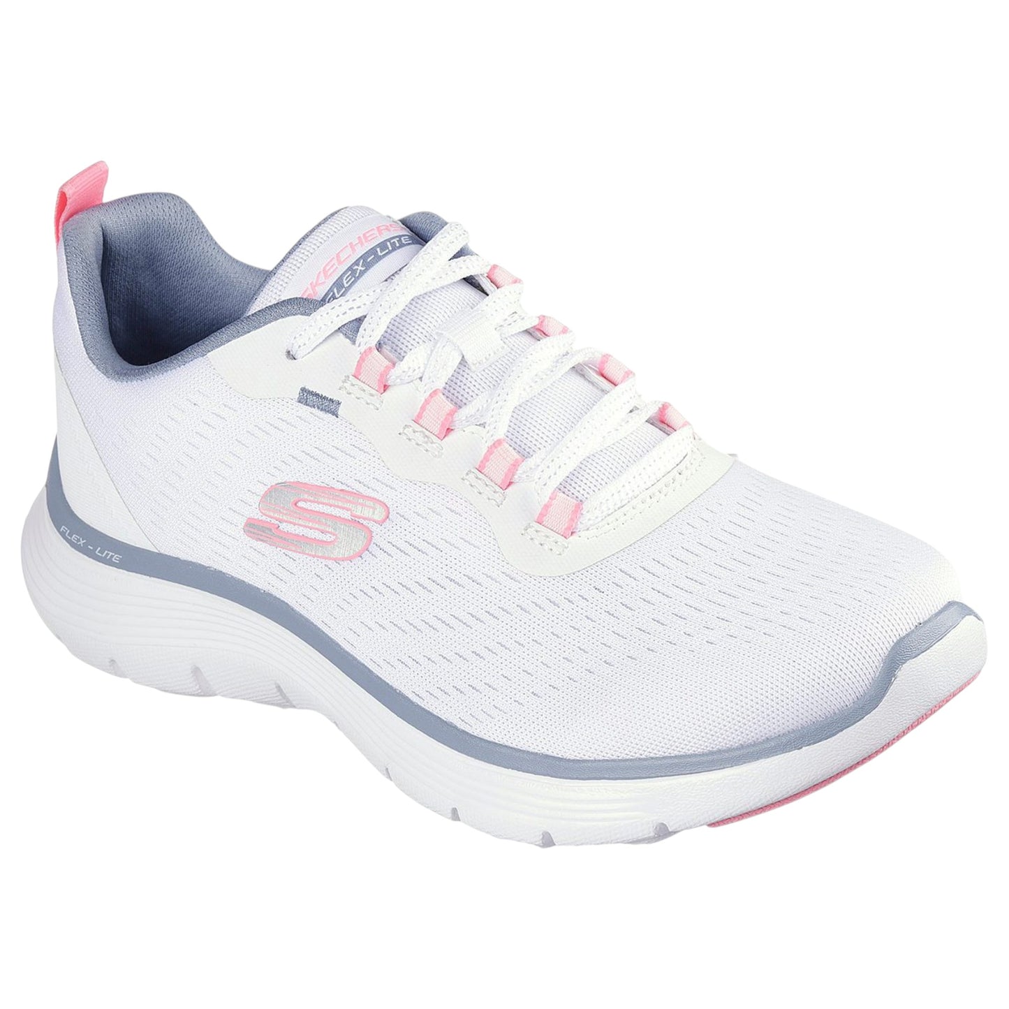 Womens Skechers Flex Appeal 5.0 - New Path Athletic Shoes White/Pink/Blue