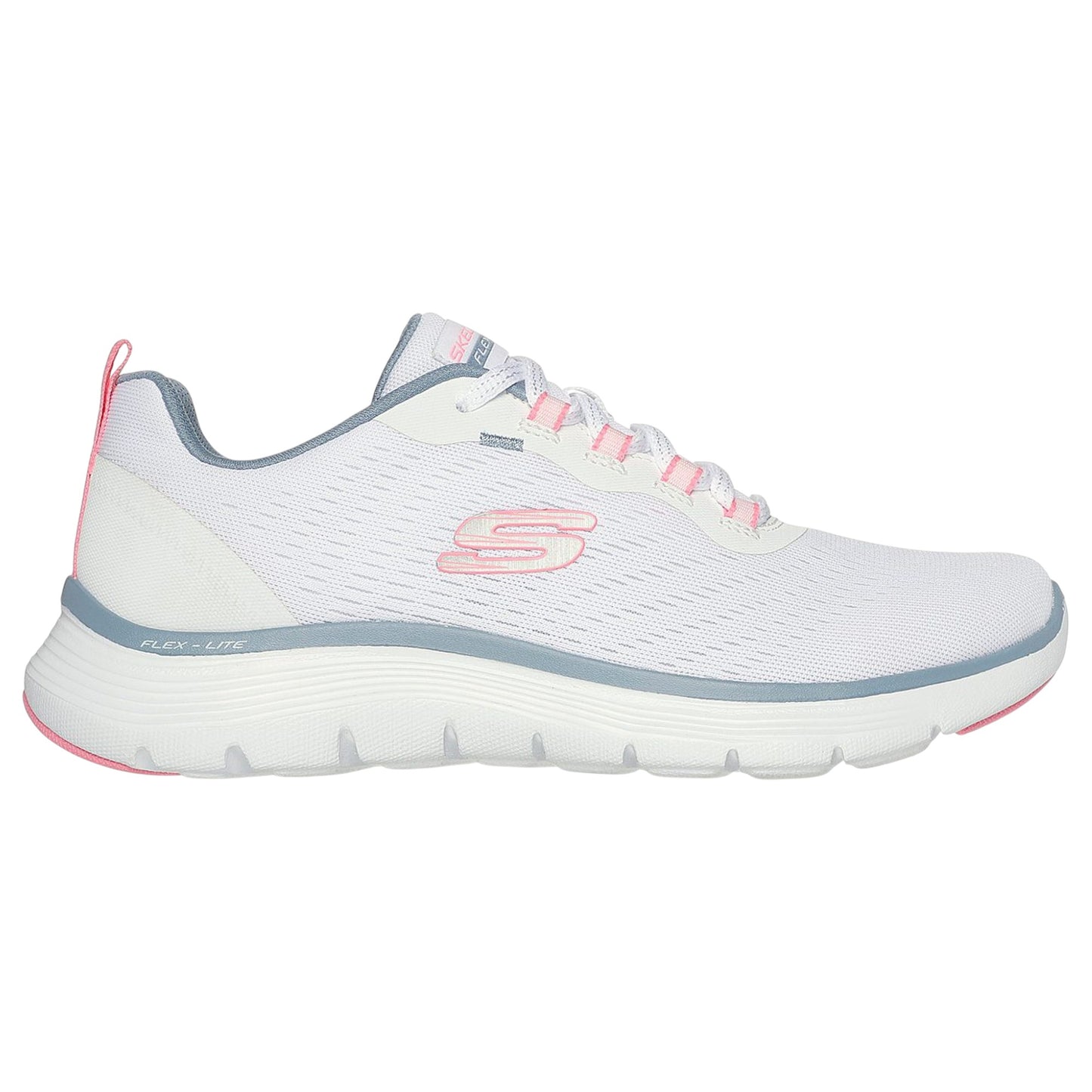 Womens Skechers Flex Appeal 5.0 - New Path Athletic Shoes White/Pink/Blue
