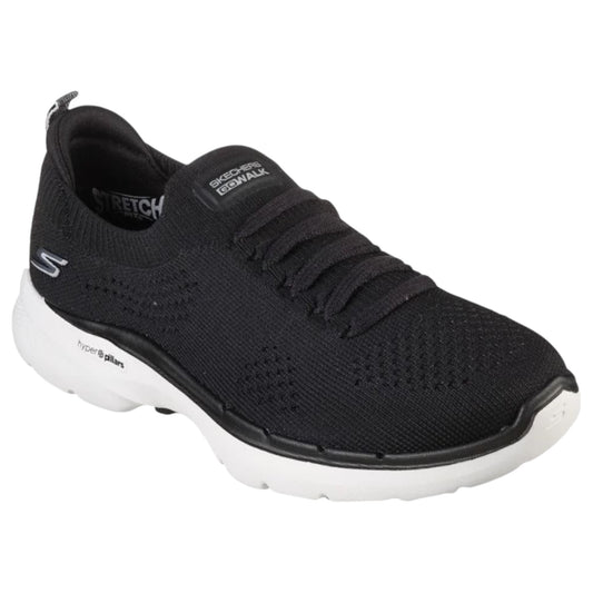 Womens Skechers Go Walk 6 - Fun Waves Shoes Black / White