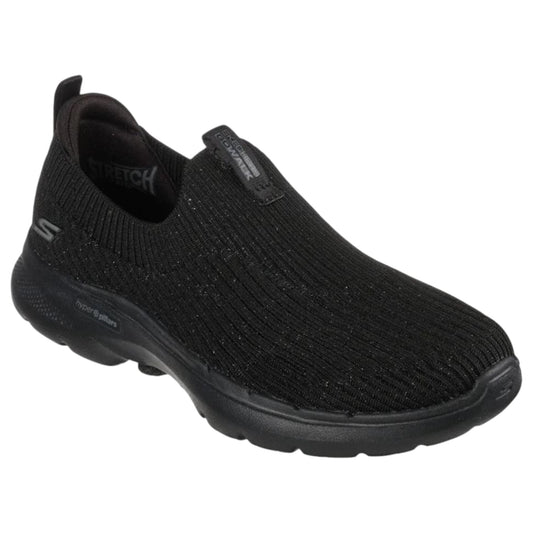 Womens Skechers Go Walk 6 - Ocean Crystal Shoes Black/Black